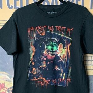 Five Nights At Freddy’s Horror Video Game Black Graphic Print T-Shirt